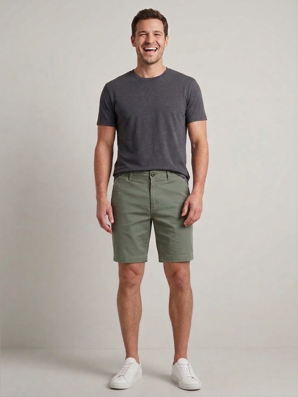 Volcom Men's Fricken Chino Olive Green Flat-Front Casual Shorts Size 33